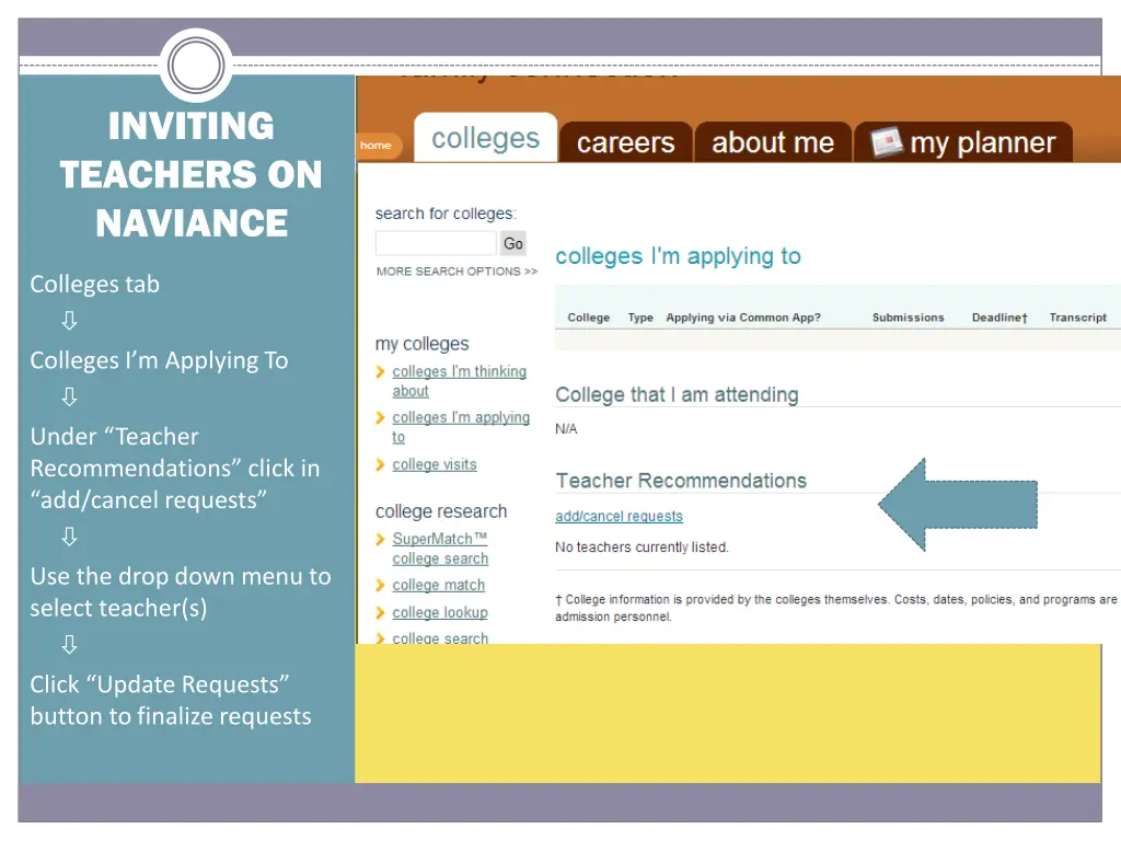 inviting teachers on naviance