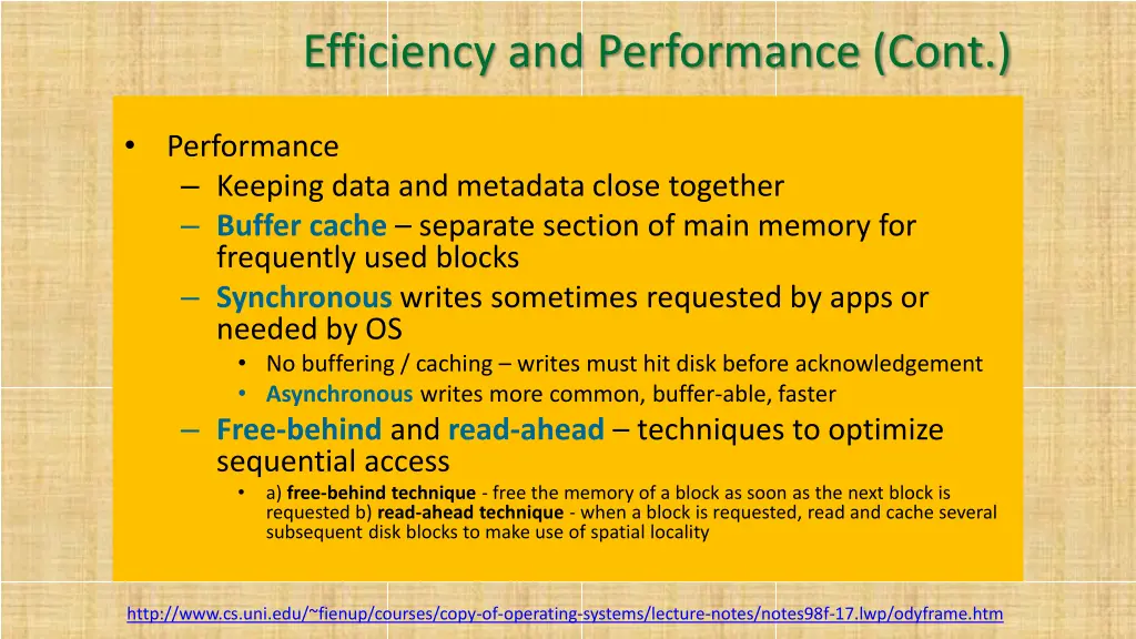 efficiency and performance cont
