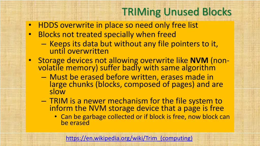 triming unused blocks