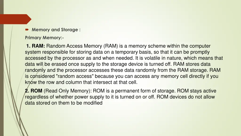 memory and storage