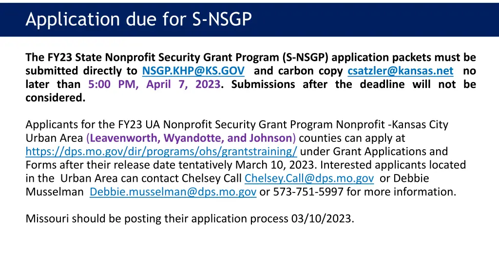 application due for s nsgp