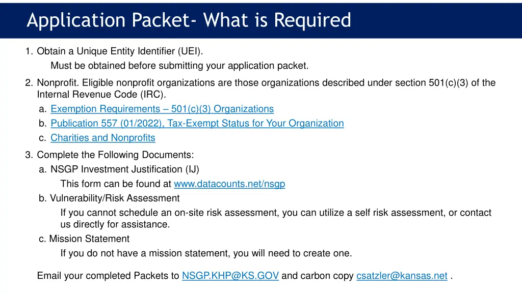 application packet what is required 1