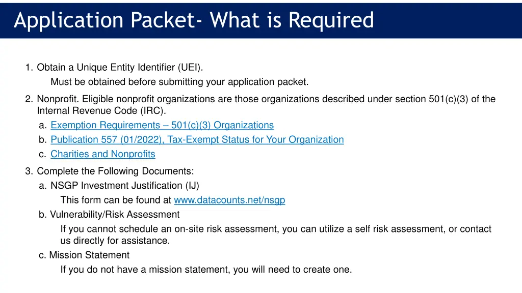 application packet what is required