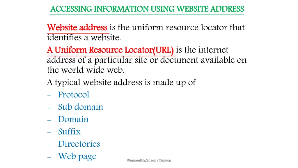 accessing information using website address