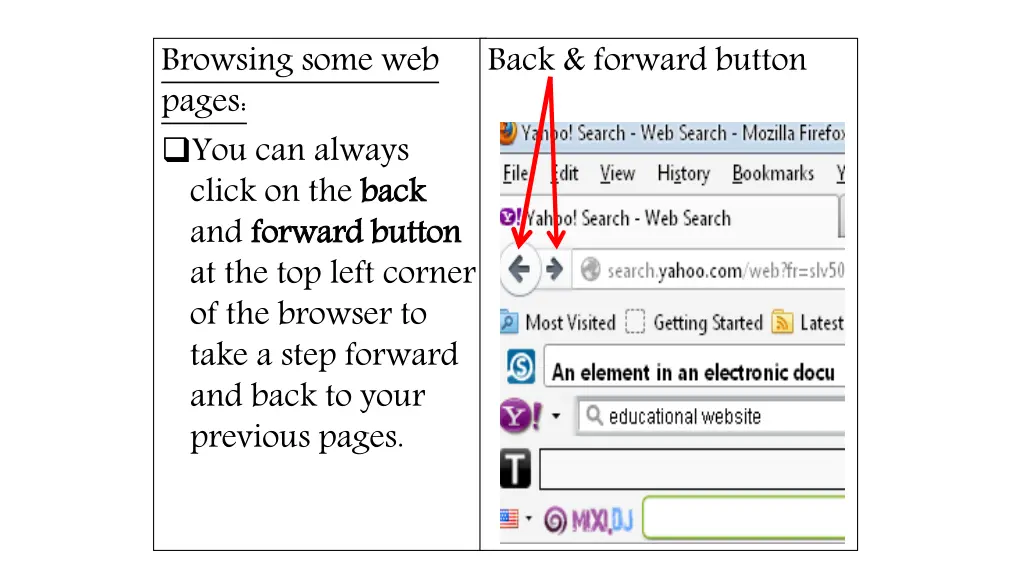 browsing some web pages you can always click