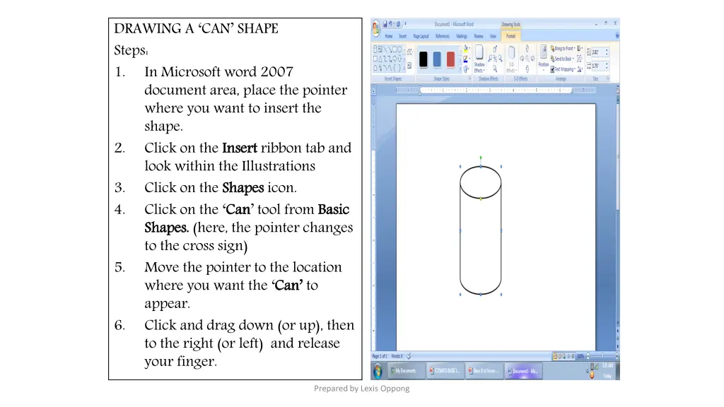 drawing a can shape steps 1 document area place