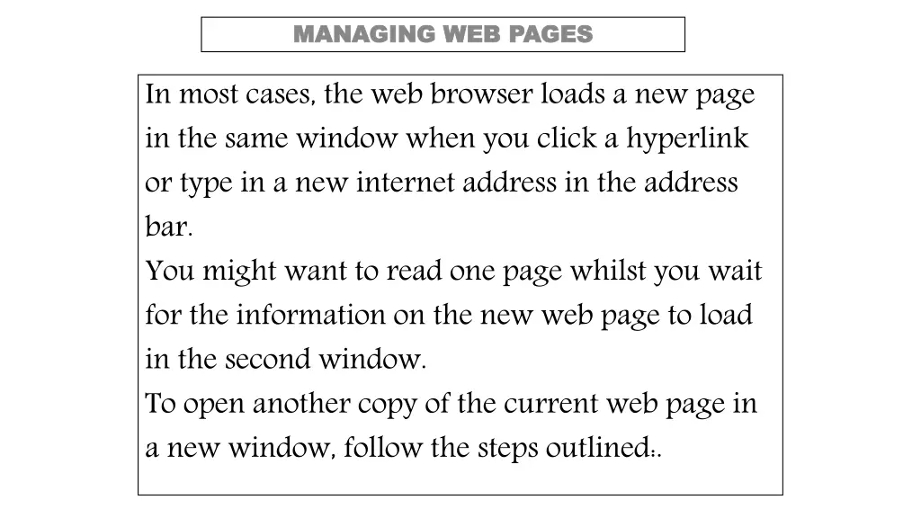 managing web pages managing web pages