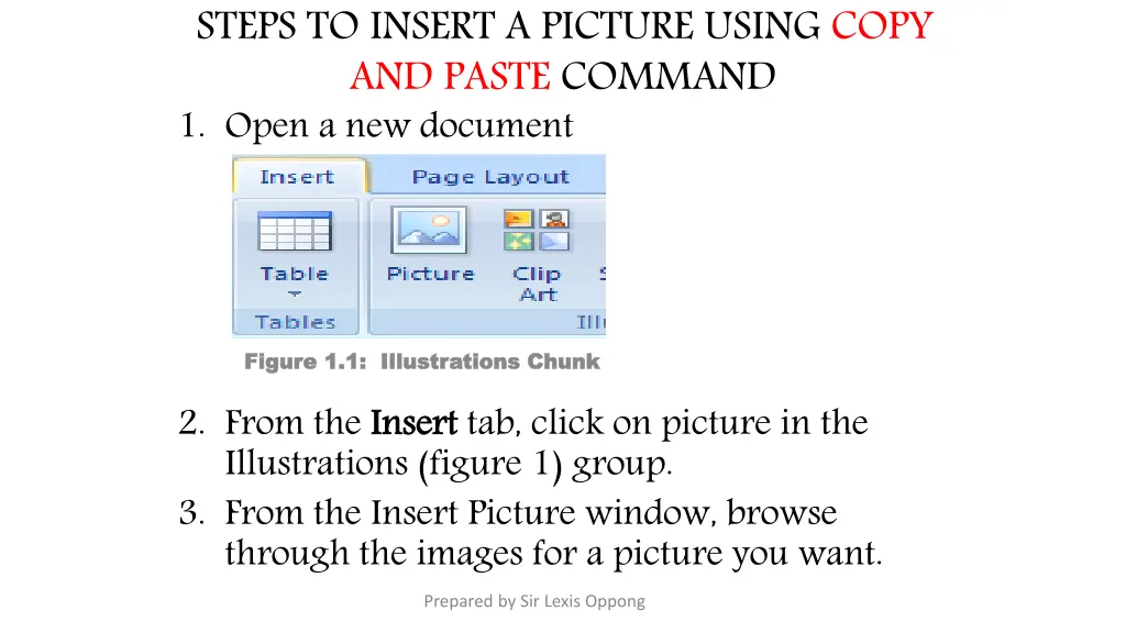 steps to insert a picture using copy and paste