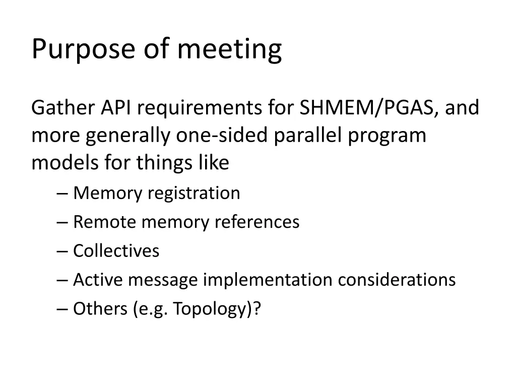 purpose of meeting