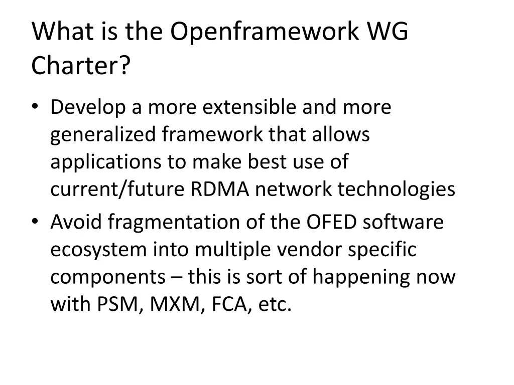 what is the openframework wg charter
