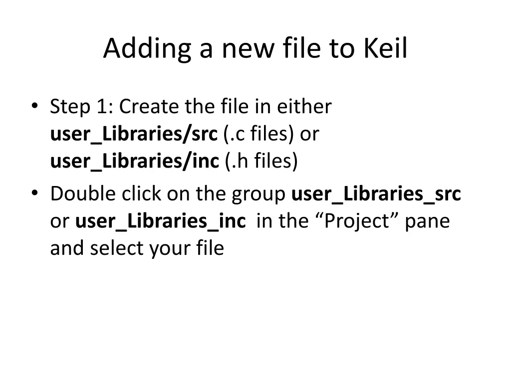 adding a new file to keil