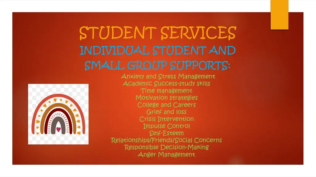student services individual student and small