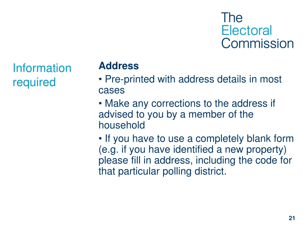 address pre printed with address details in most