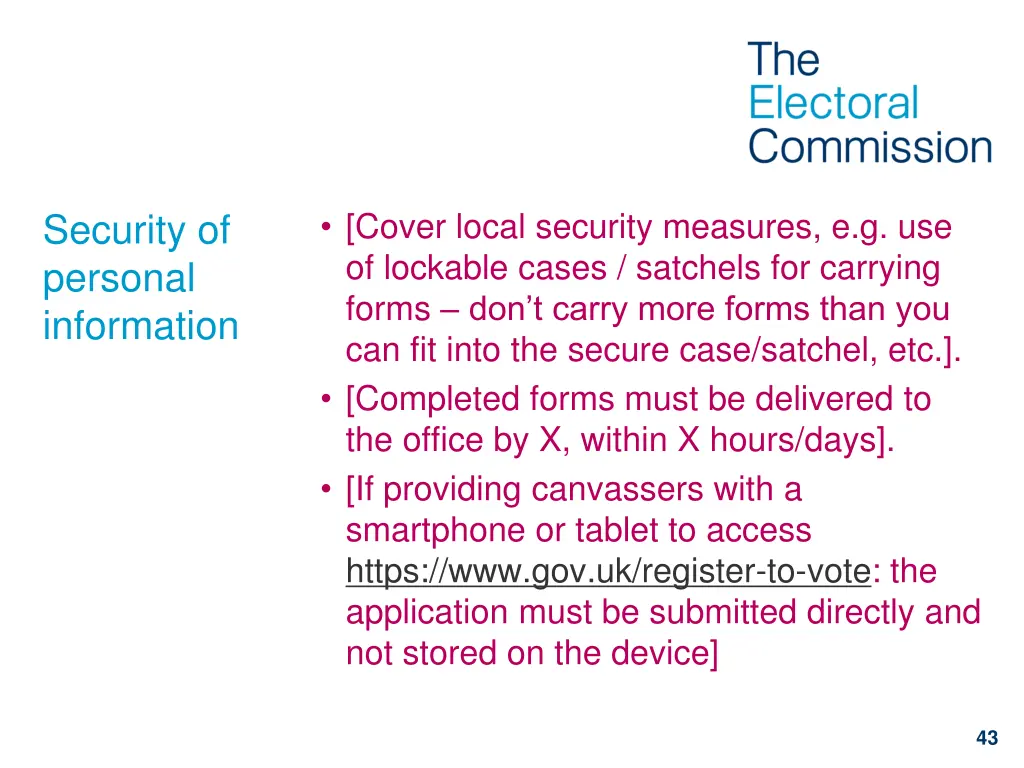 cover local security measures e g use of lockable