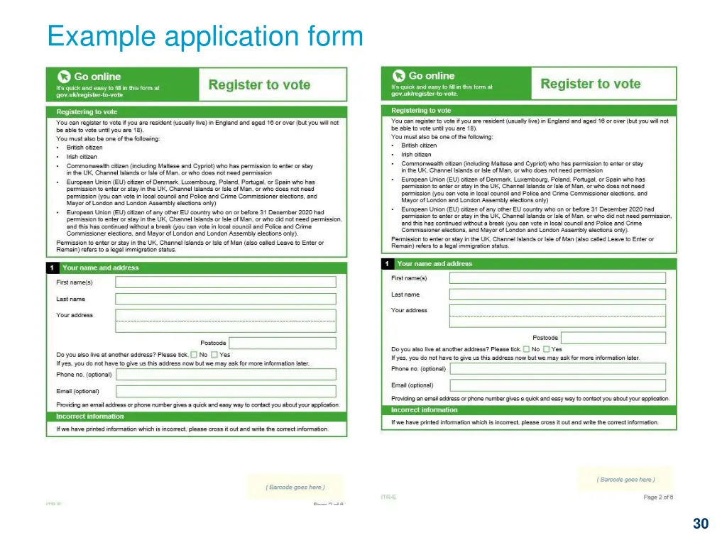 example application form