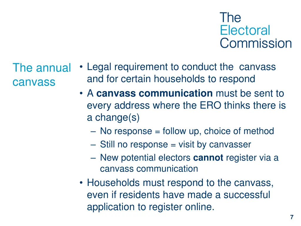 legal requirement to conduct the canvass