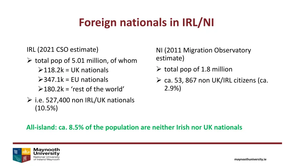 foreign nationals in irl ni