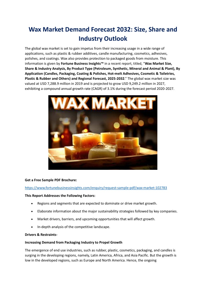 wax market demand forecast 2032 size share
