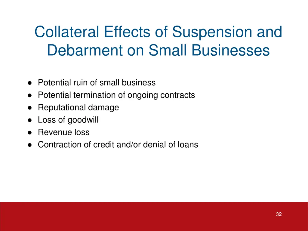 collateral effects of suspension and debarment