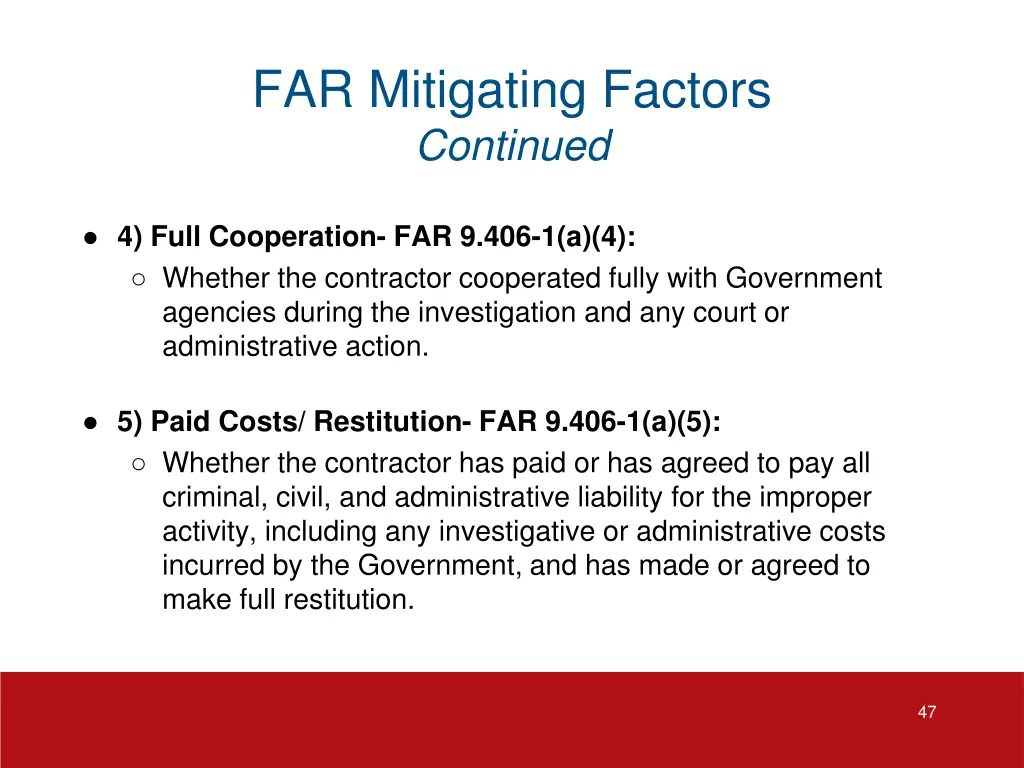 far mitigating factors continued 1