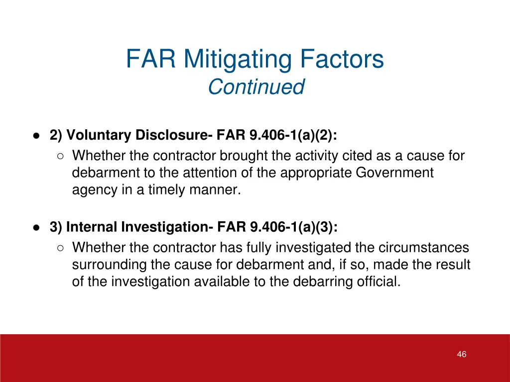 far mitigating factors continued