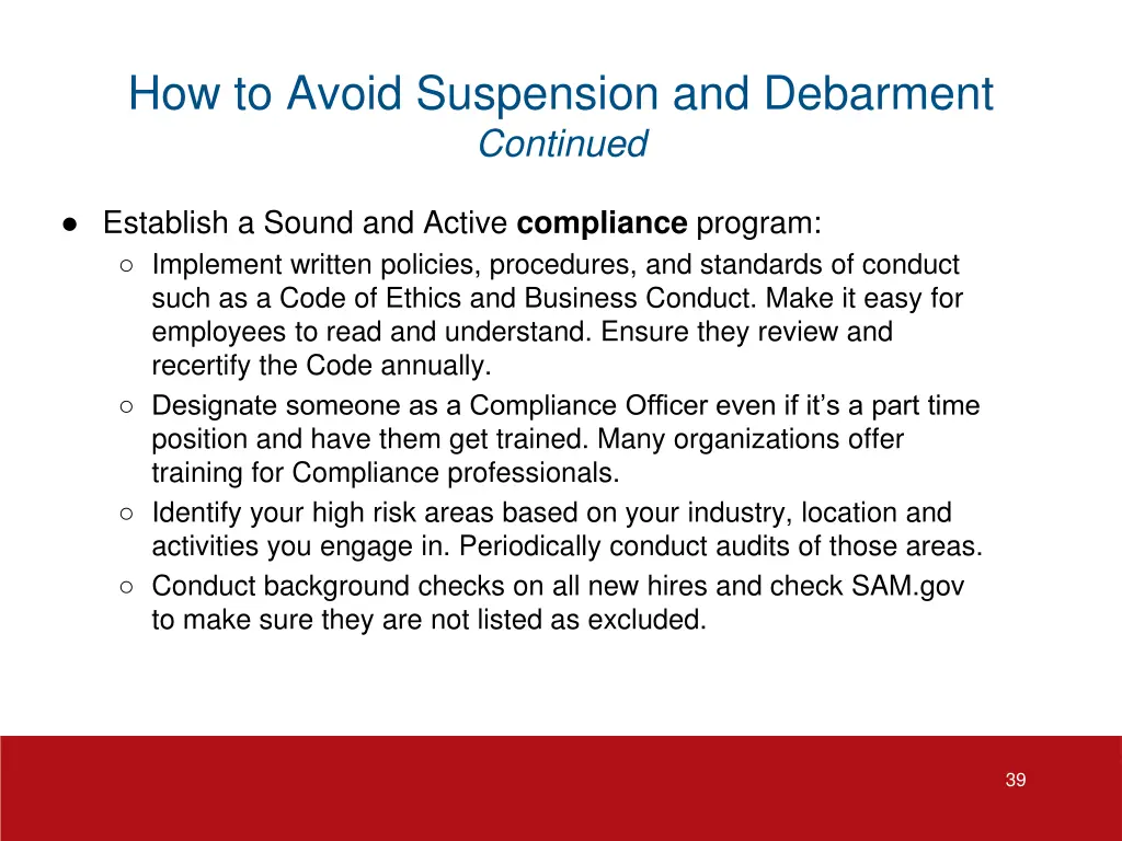 how to avoid suspension and debarment continued 1