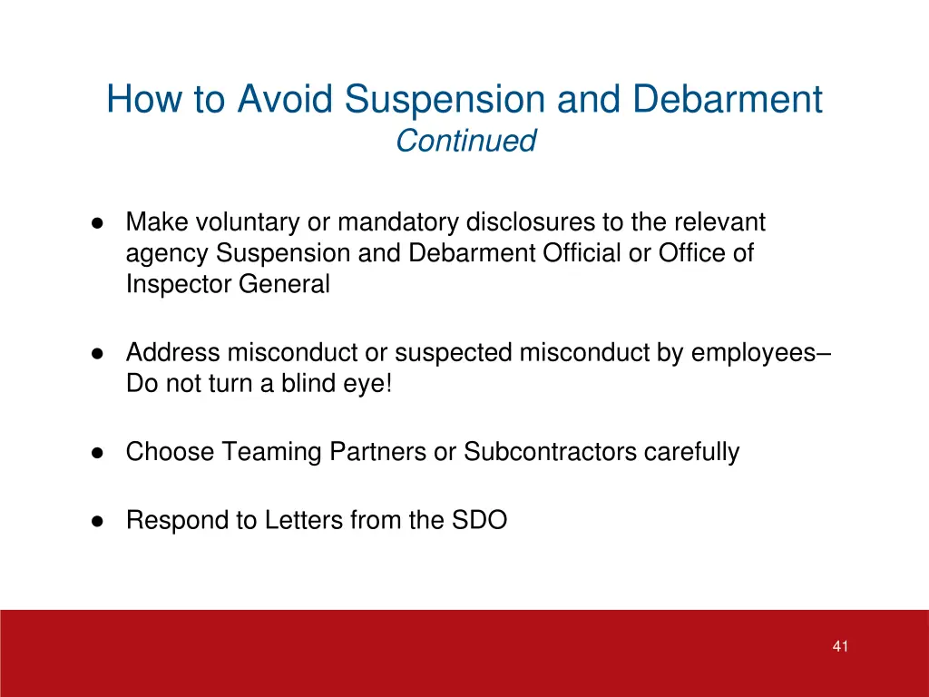 how to avoid suspension and debarment continued 3