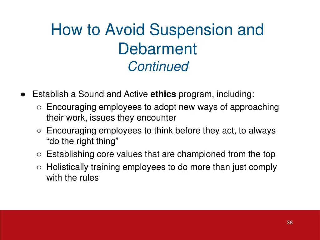 how to avoid suspension and debarment continued