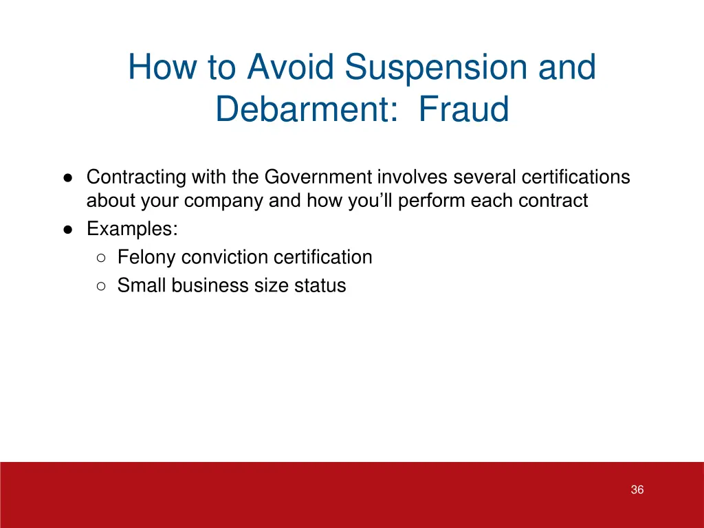 how to avoid suspension and debarment fraud