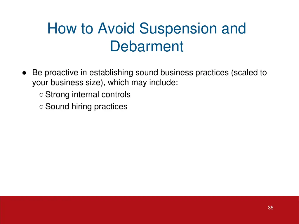 how to avoid suspension and debarment