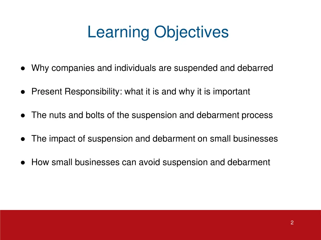 learning objectives