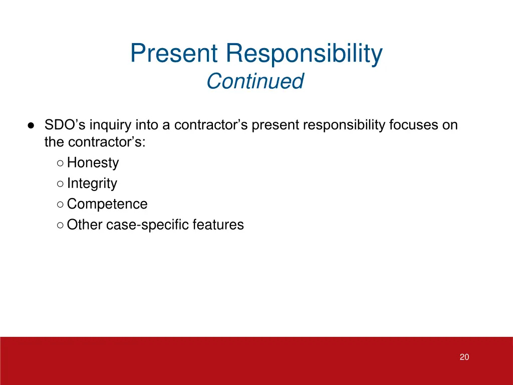present responsibility continued