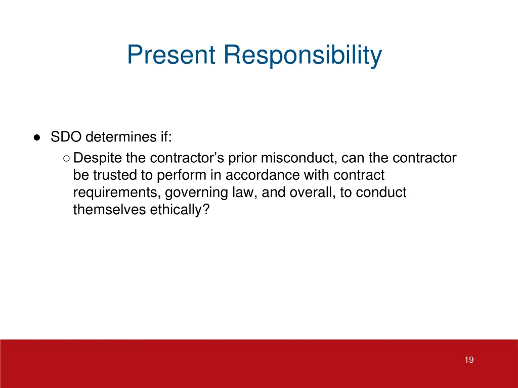 present responsibility