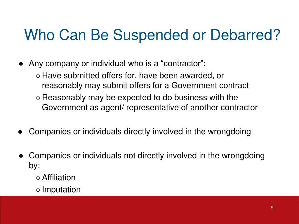 who can be suspended or debarred 1