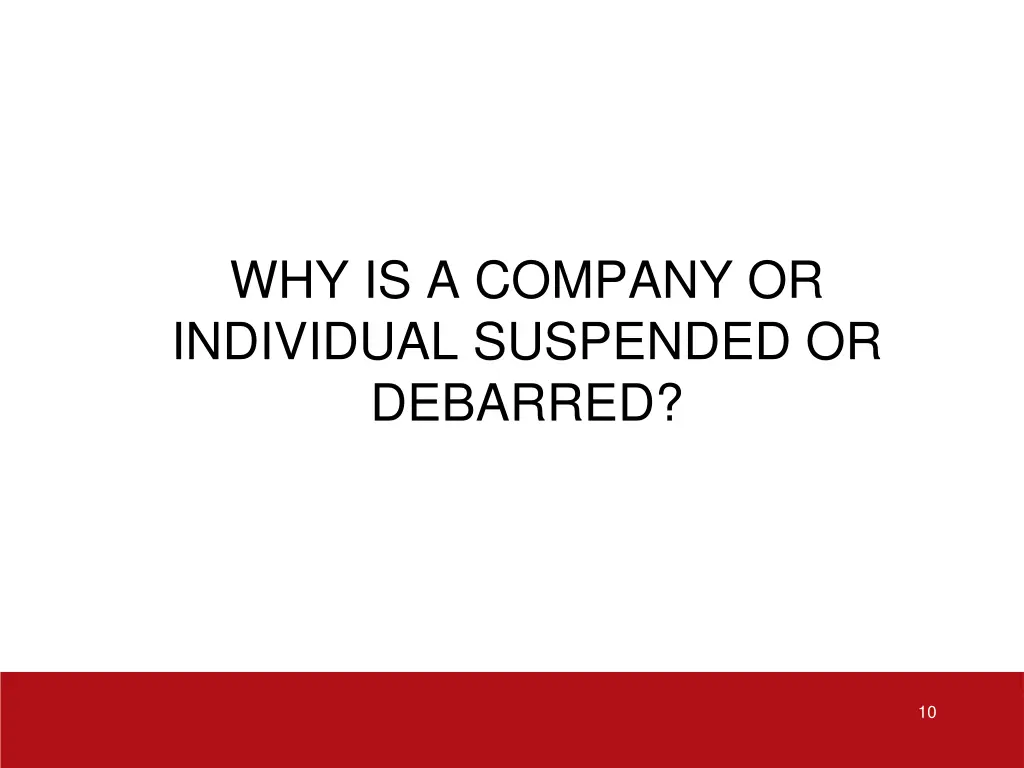 why is a company or individual suspended