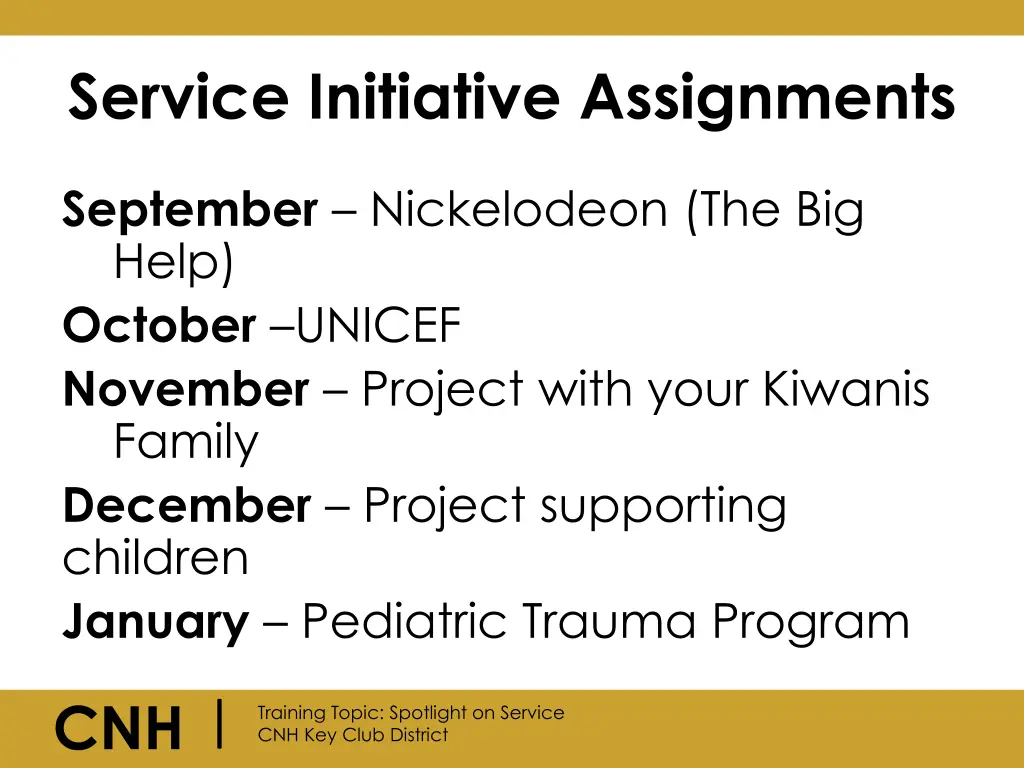 service initiative assignments