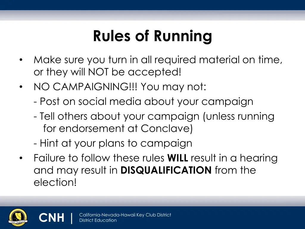 rules of running