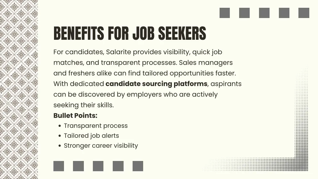 benefits for job seekers for candidates salarite