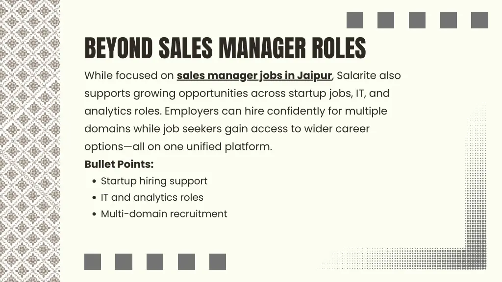 beyond sales manager roles while focused on sales