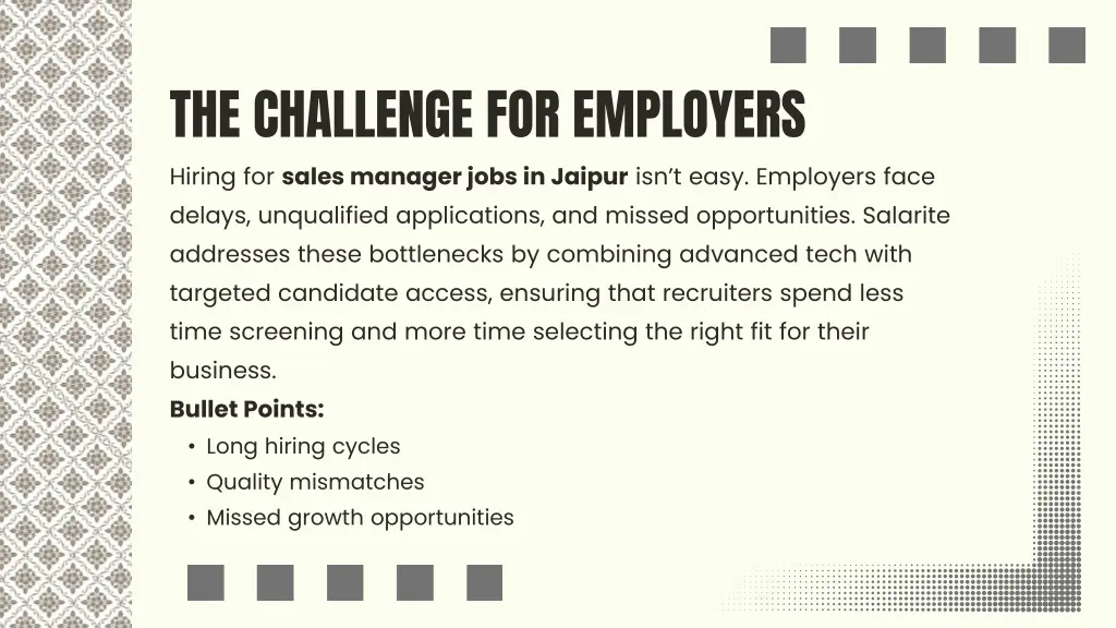 the challenge for employers hiring for sales