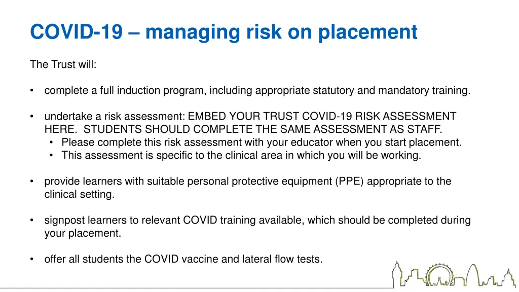 covid 19 managing risk on placement