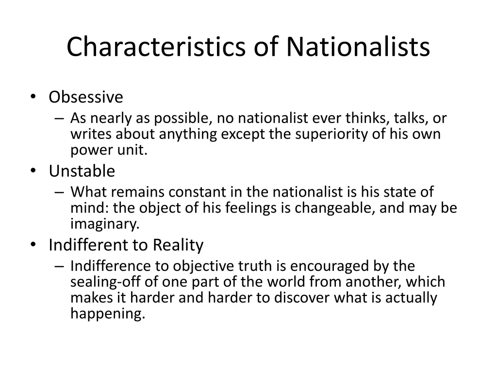 characteristics of nationalists