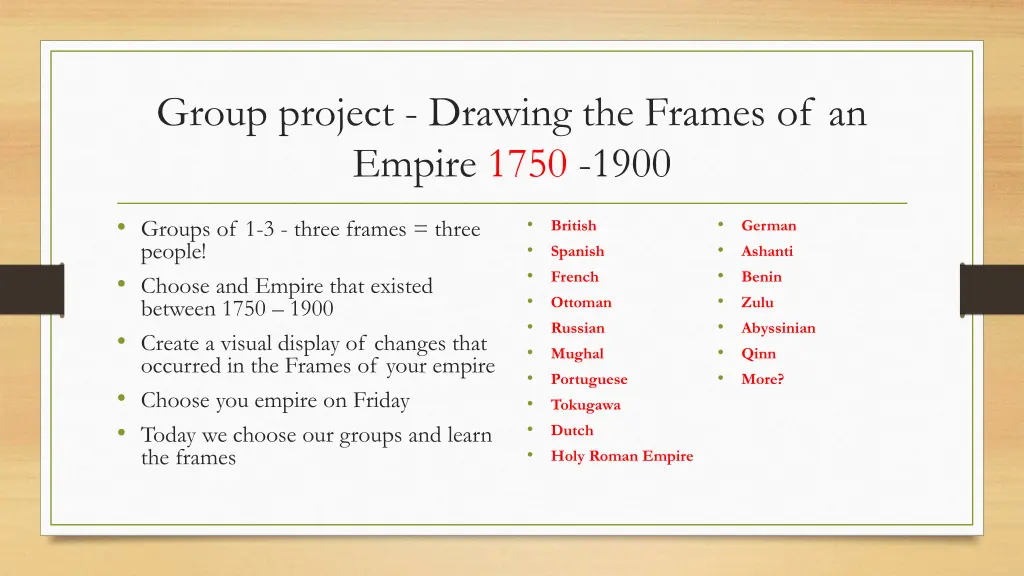 group project drawing the frames of an empire 1
