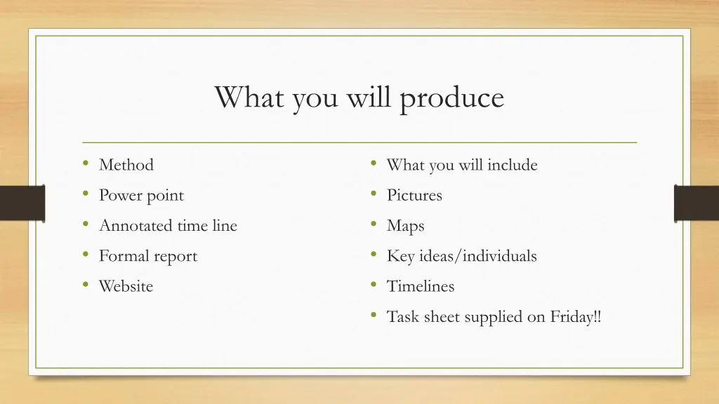 what you will produce