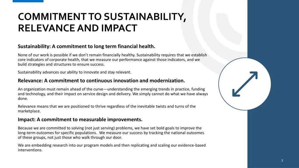 commitment to sustainability relevance and impact