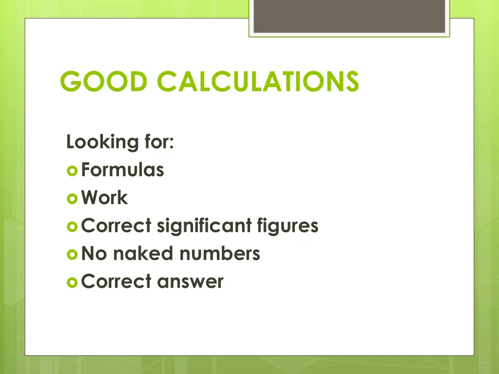good calculations