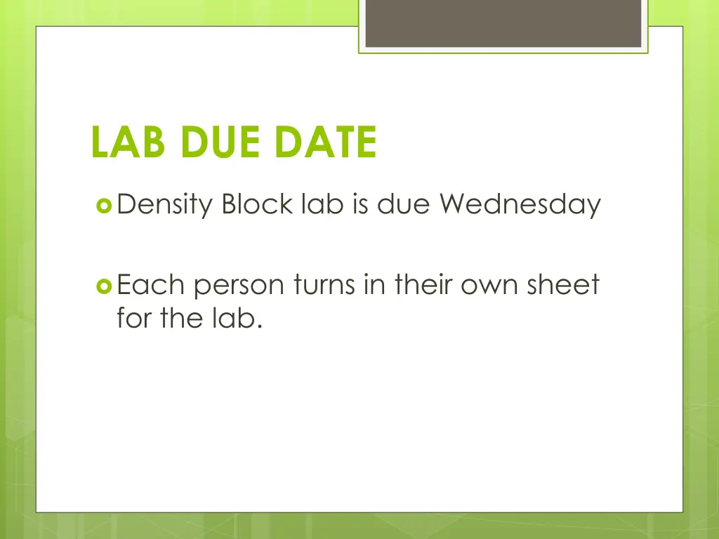 lab due date