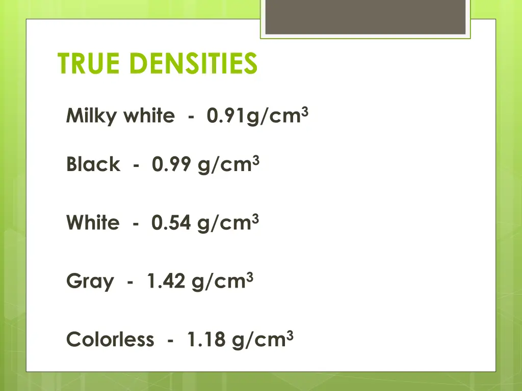 true densities