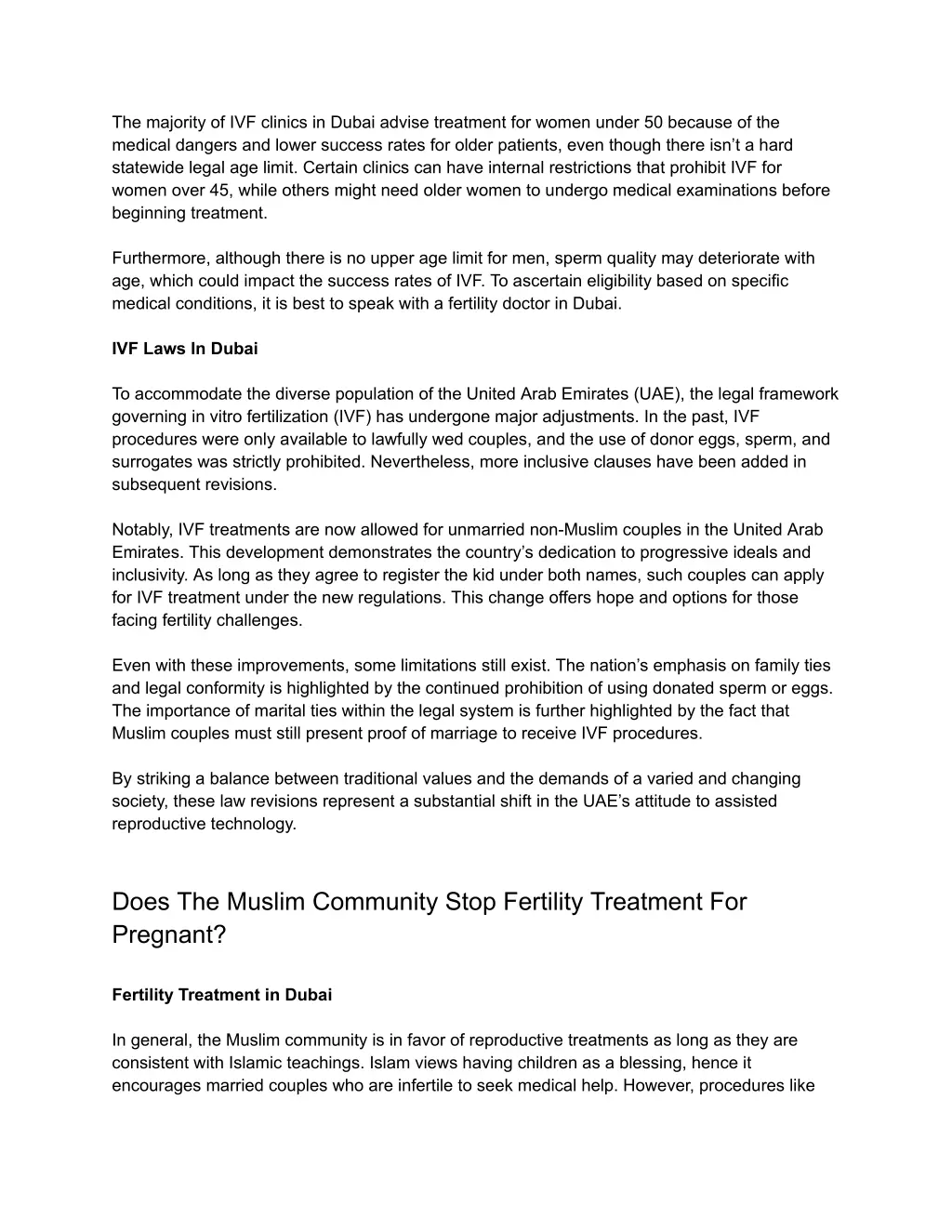 the majority of ivf clinics in dubai advise