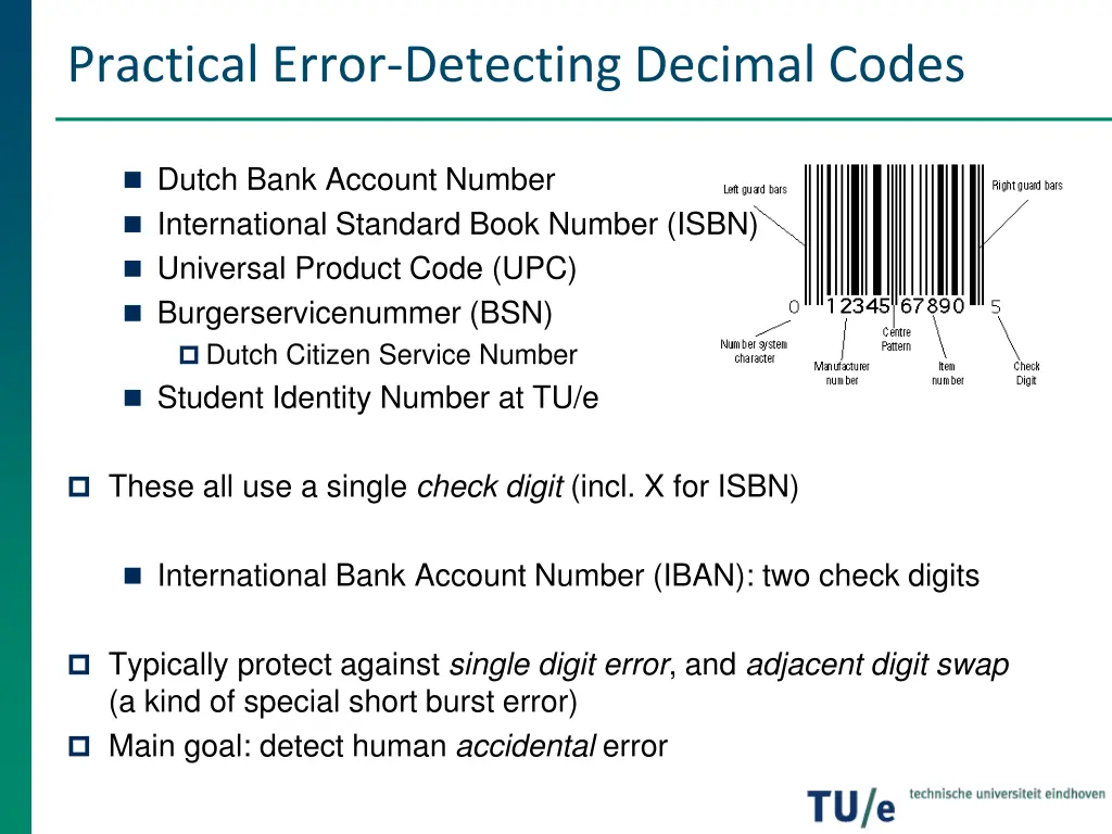 practical error detecting decimal codes